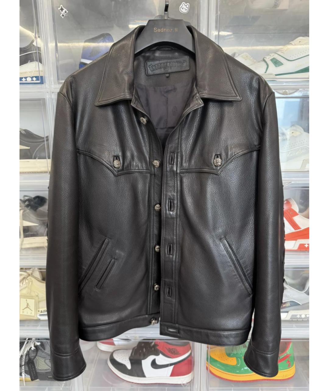 CHROME HEARTS Коричневая кожаная куртка, фото 3