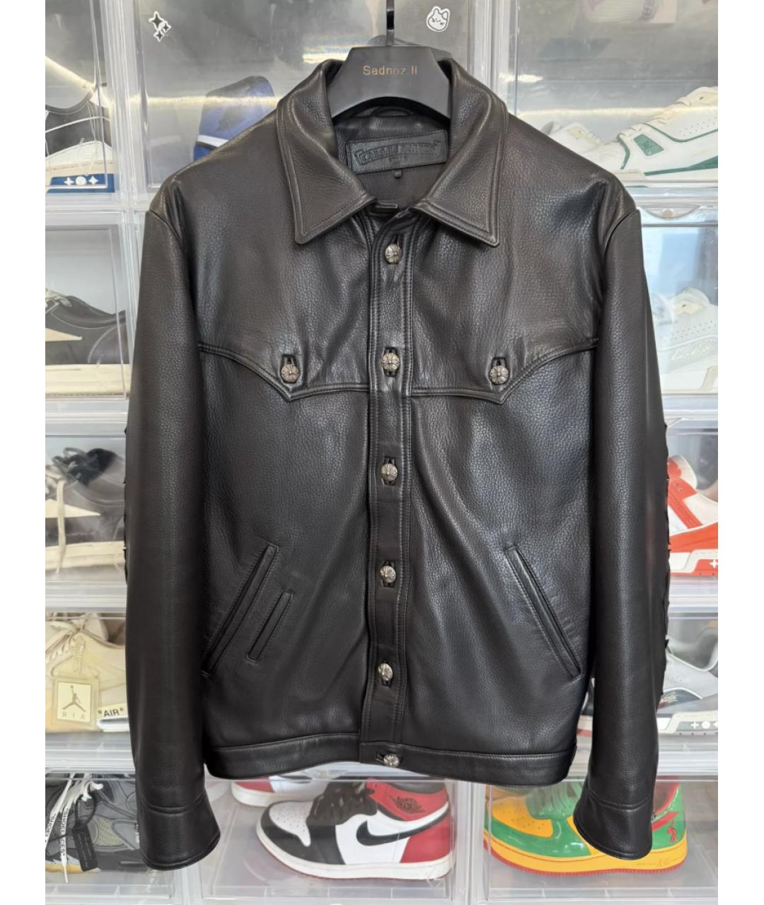 CHROME HEARTS Коричневая кожаная куртка, фото 7