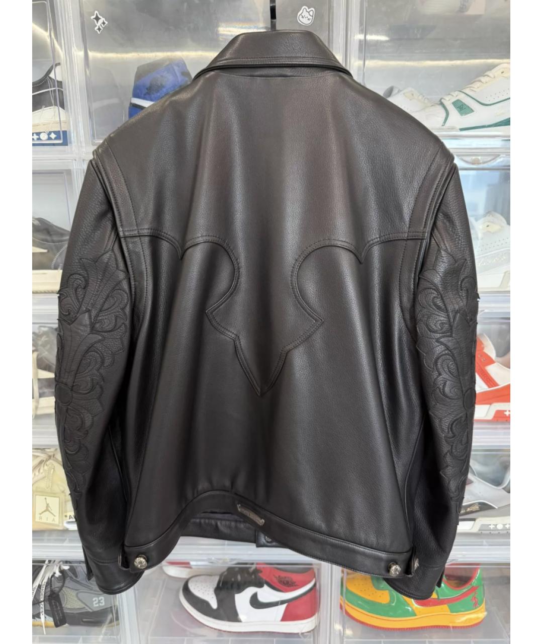 CHROME HEARTS Коричневая кожаная куртка, фото 5