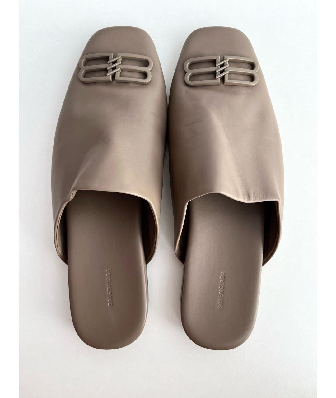 BALENCIAGA Коричневые кожаные мюли, фото 2