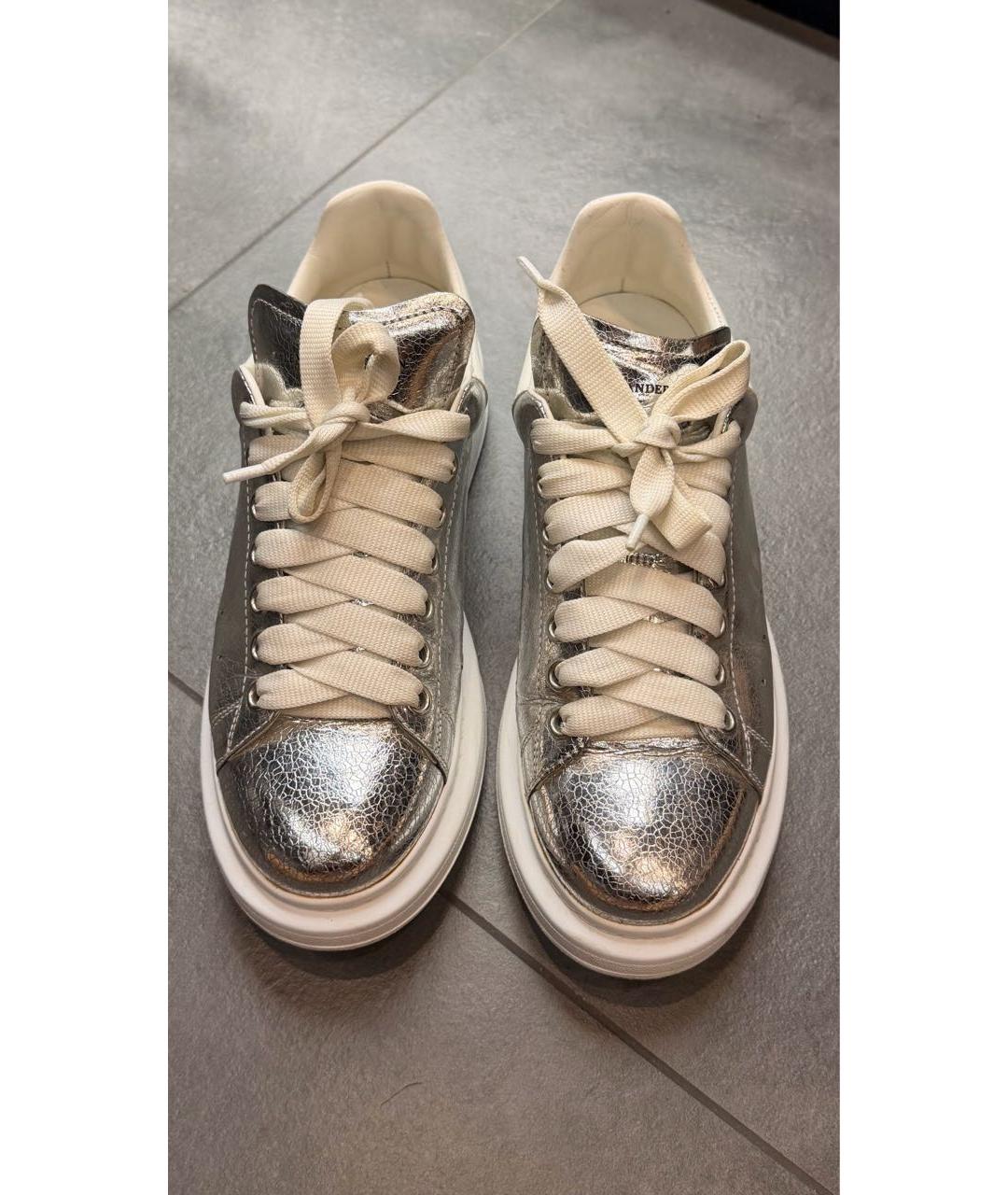 ALEXANDER MCQUEEN Серебряные кожаные кеды, фото 2