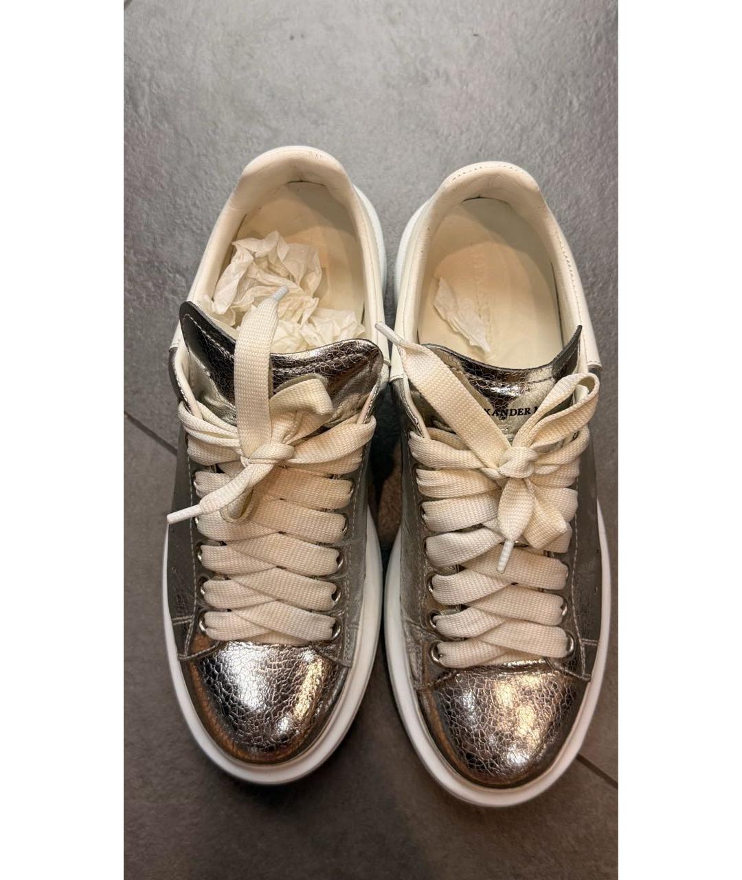 ALEXANDER MCQUEEN Серебряные кожаные кеды, фото 3