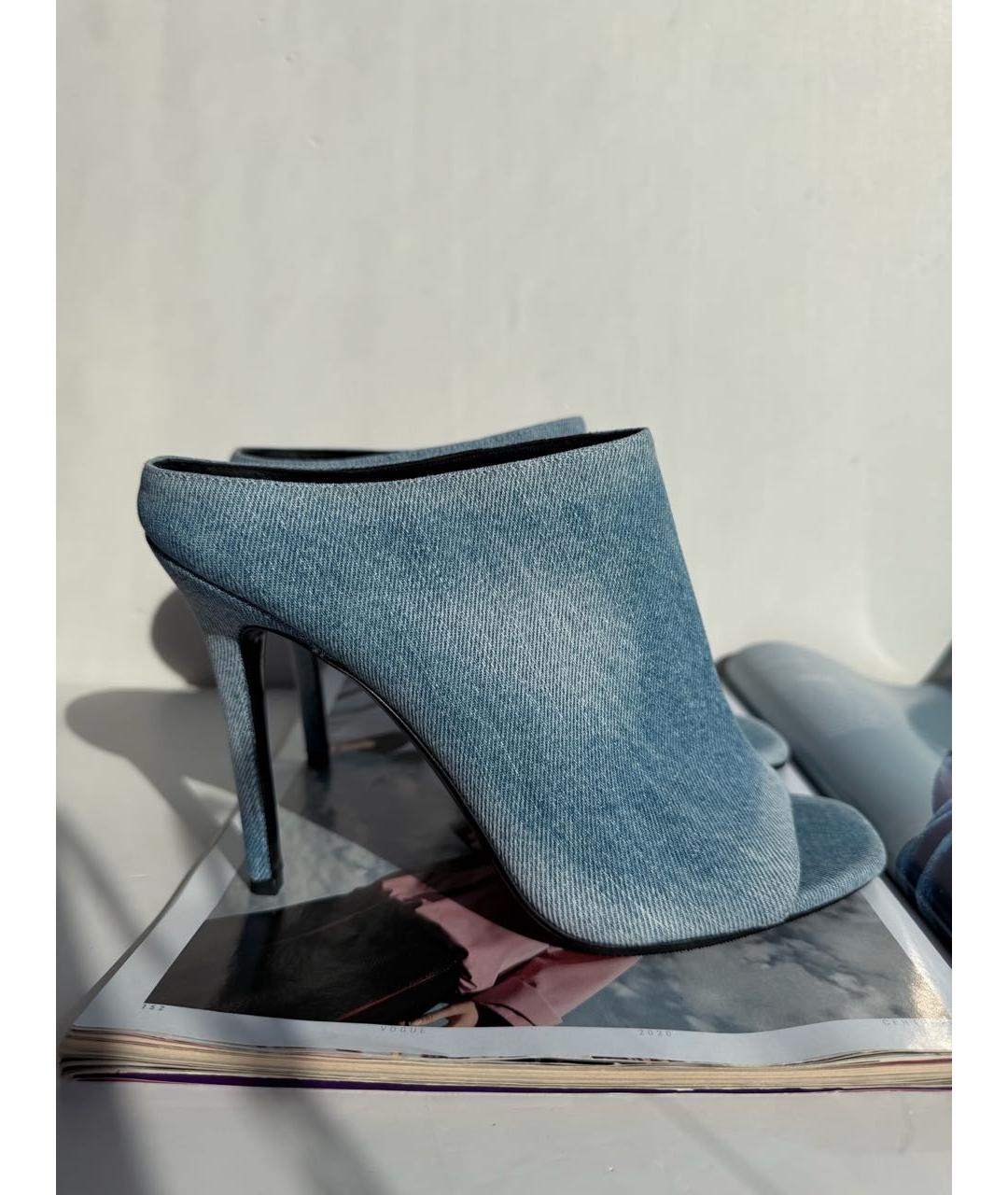 ERMANNO SCERVINO Голубые текстильные мюли, фото 8