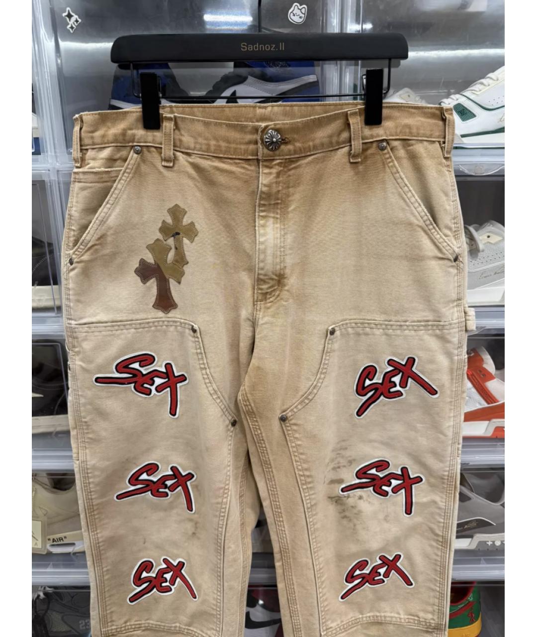CHROME HEARTS Бирюзовые хлопковые прямые джинсы, фото 5