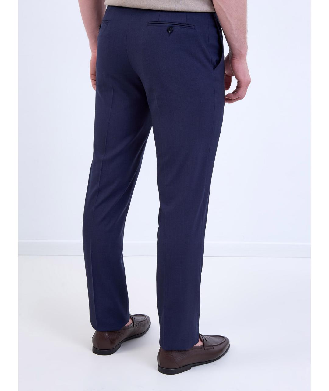 CANALI Синие шерстяные повседневные брюки, фото 4