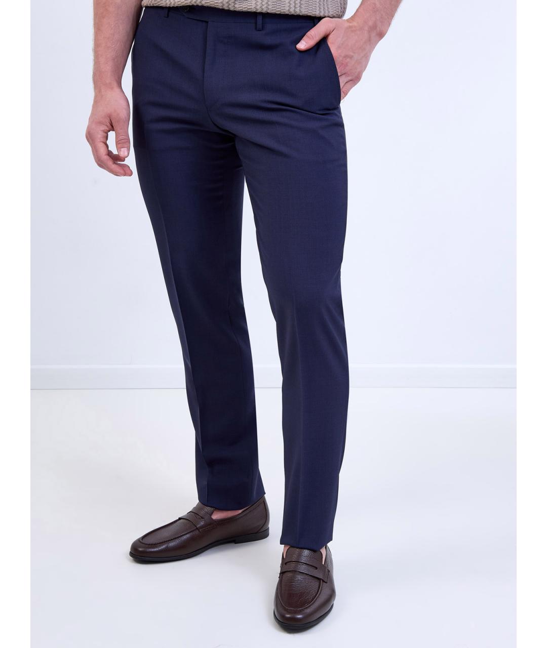 CANALI Синие шерстяные повседневные брюки, фото 3