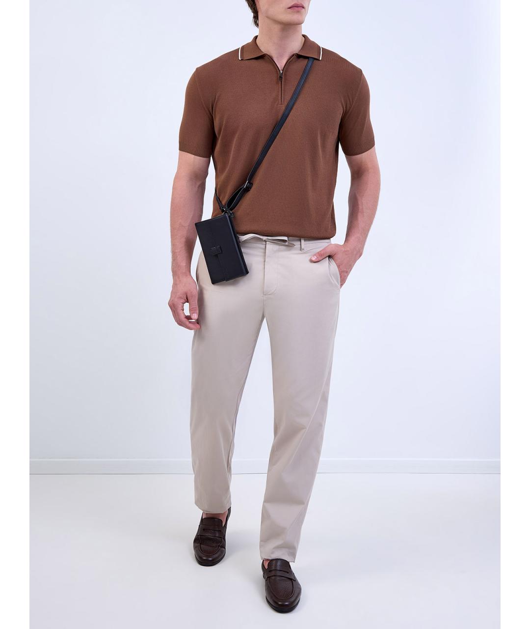 CANALI Бежевые хлопковые повседневные брюки, фото 2