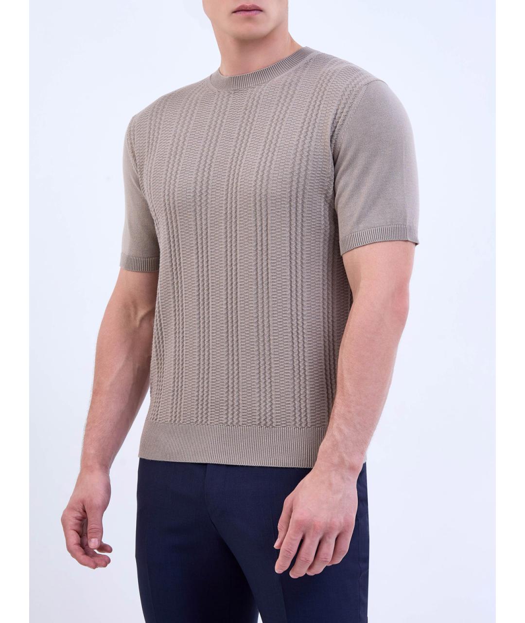 CANALI Бежевая хлопковая футболка, фото 3