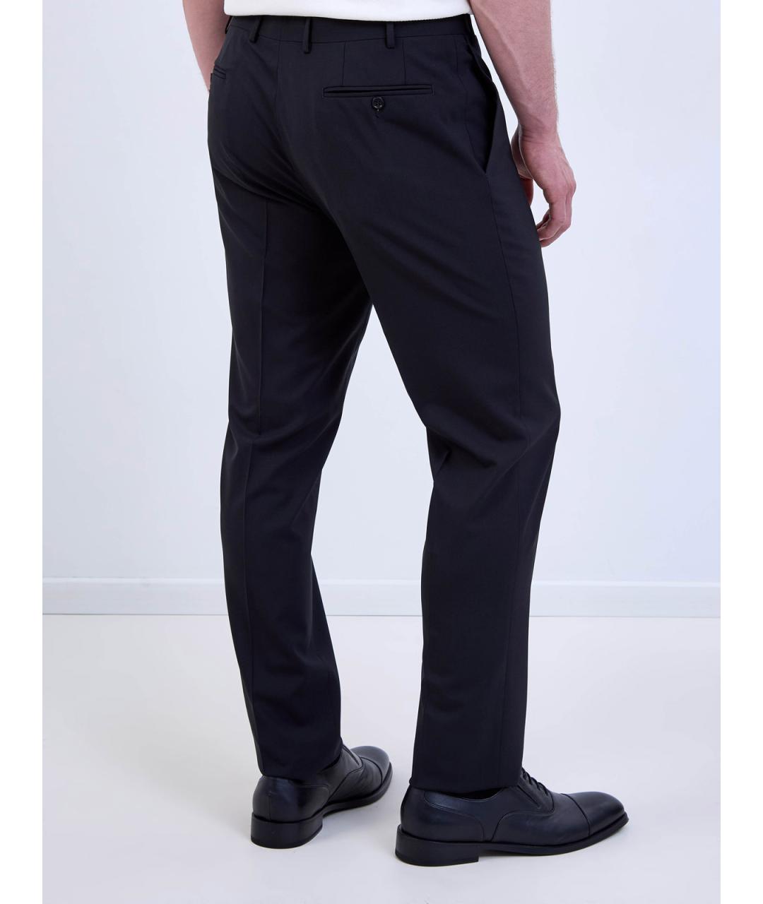 CANALI Черные шерстяные повседневные брюки, фото 4