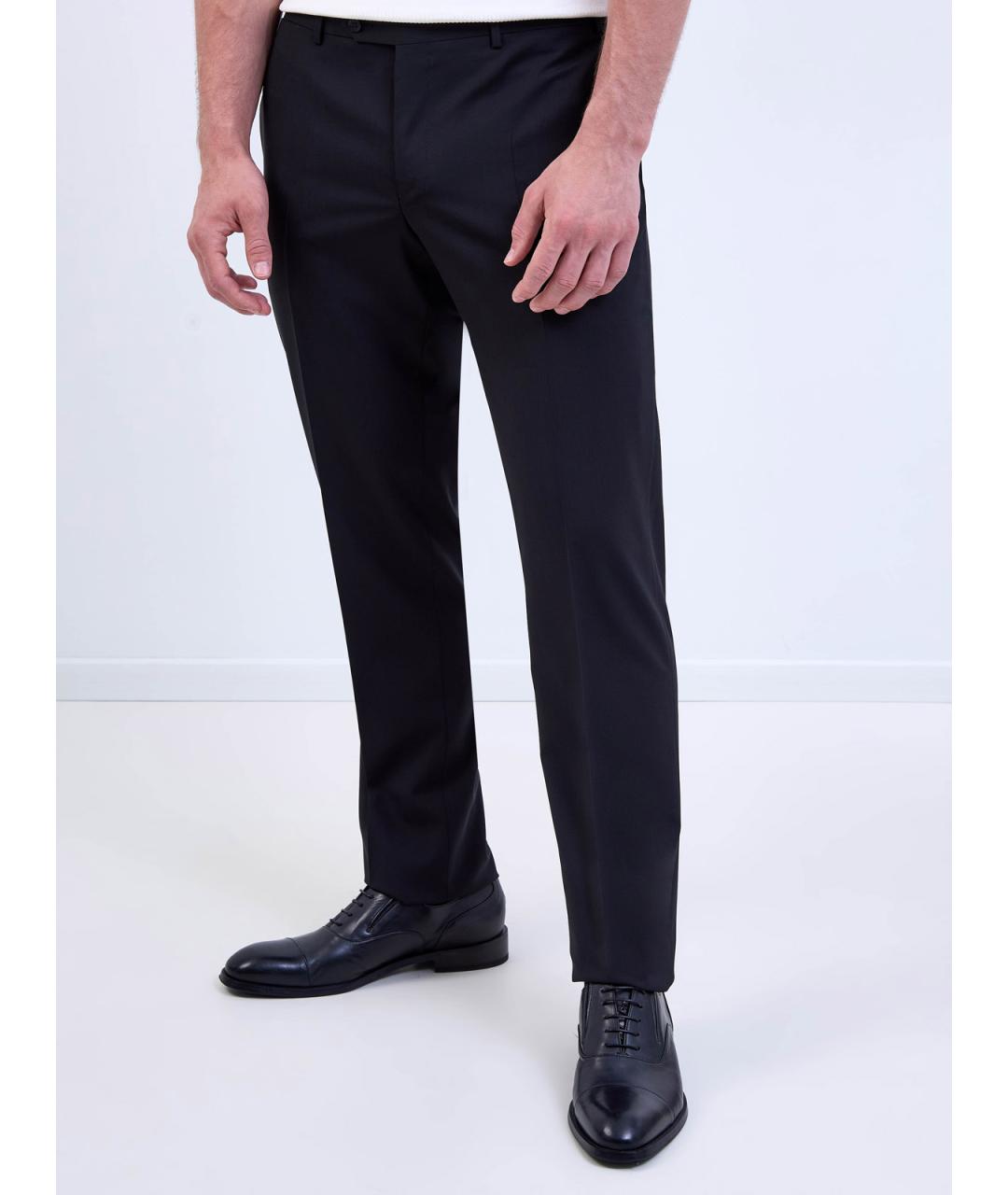 CANALI Черные шерстяные повседневные брюки, фото 3