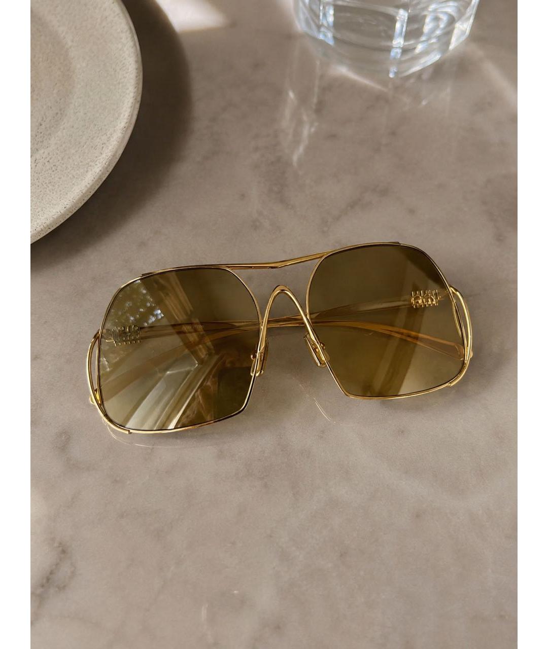 MIU MIU Золотые металлические солнцезащитные очки, фото 7