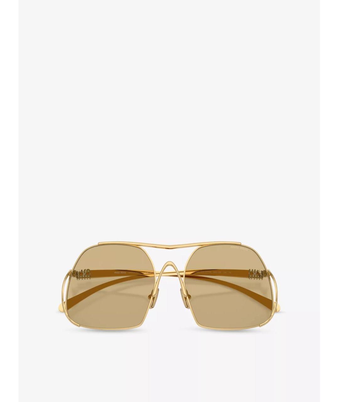 MIU MIU Золотые металлические солнцезащитные очки, фото 6