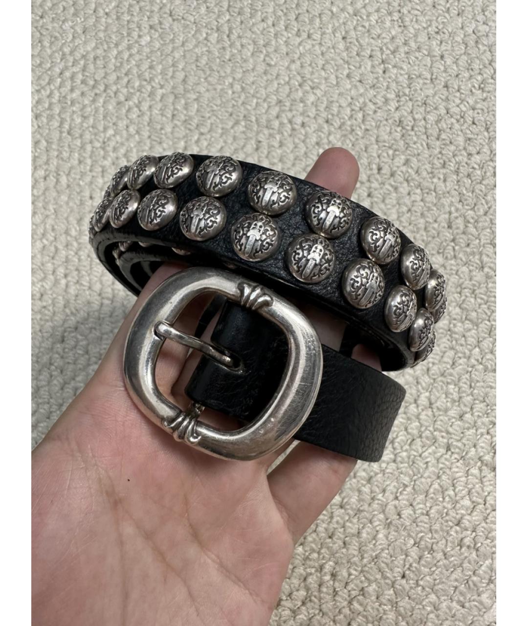 CHROME HEARTS Черный кожаный ремень, фото 4