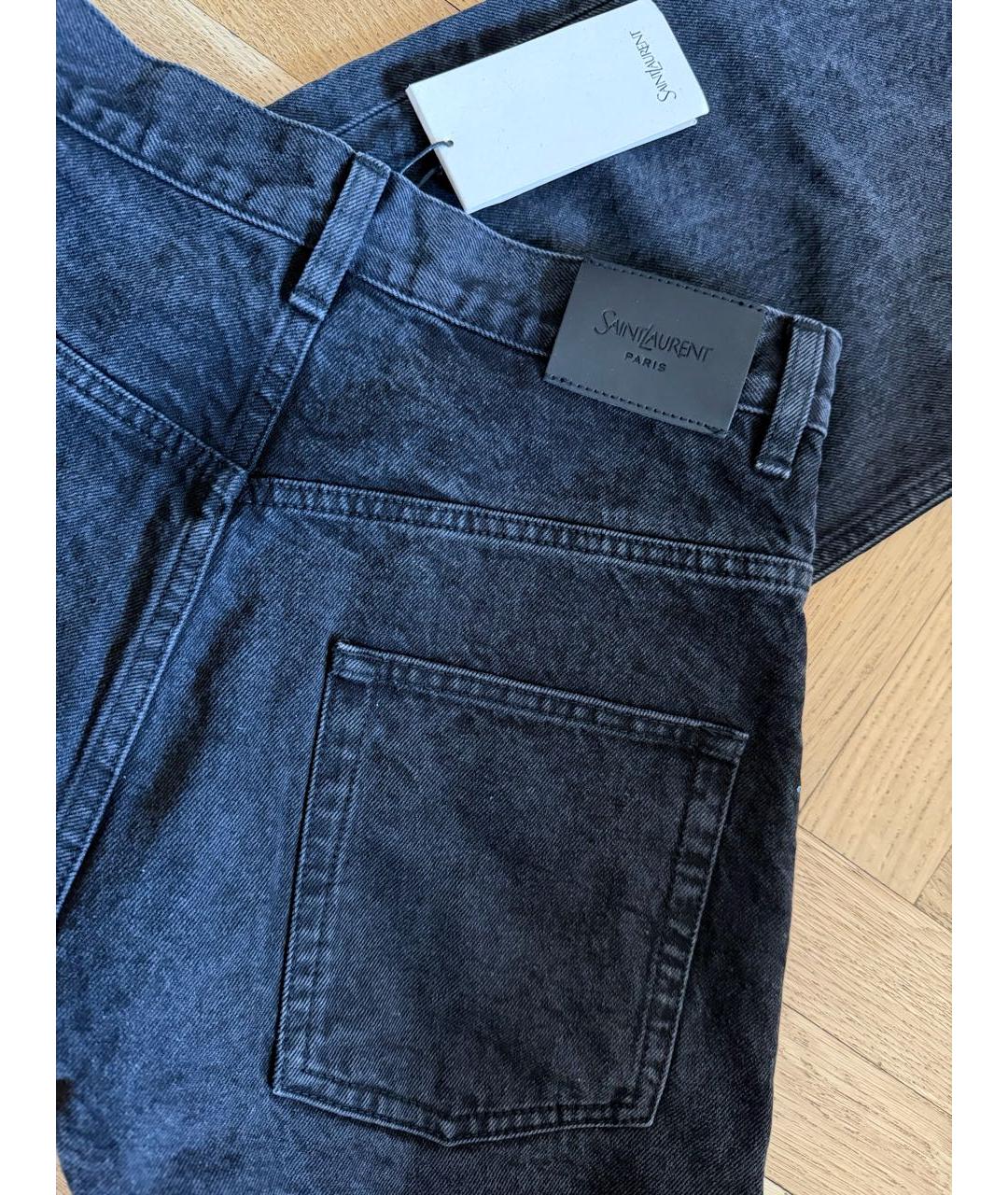 SAINT LAURENT Черные хлопковые прямые джинсы, фото 6