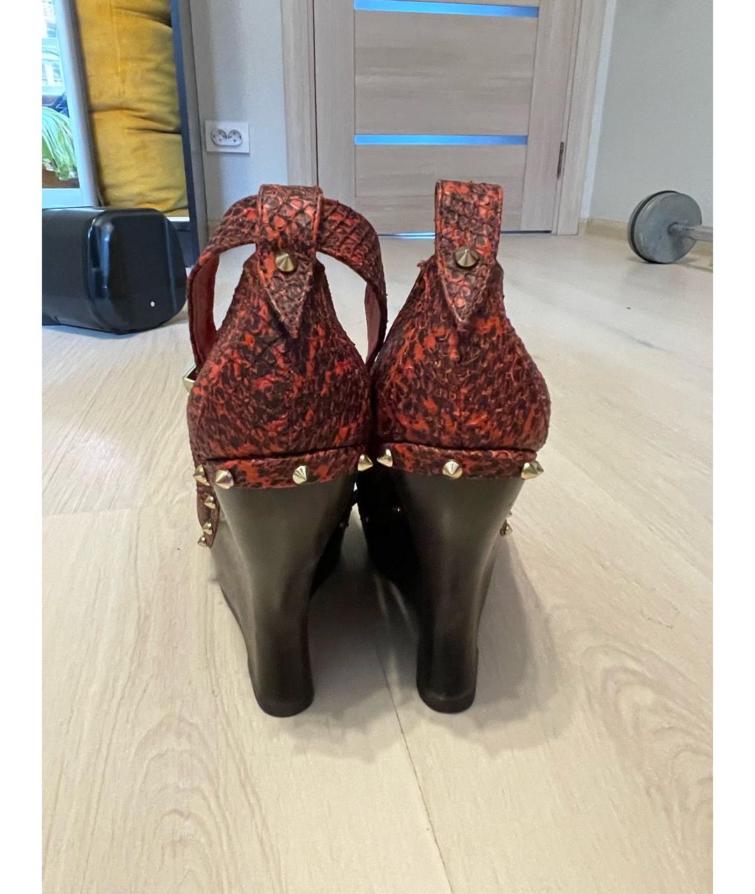 ALEXANDER MCQUEEN Бордовые кожаные туфли, фото 4