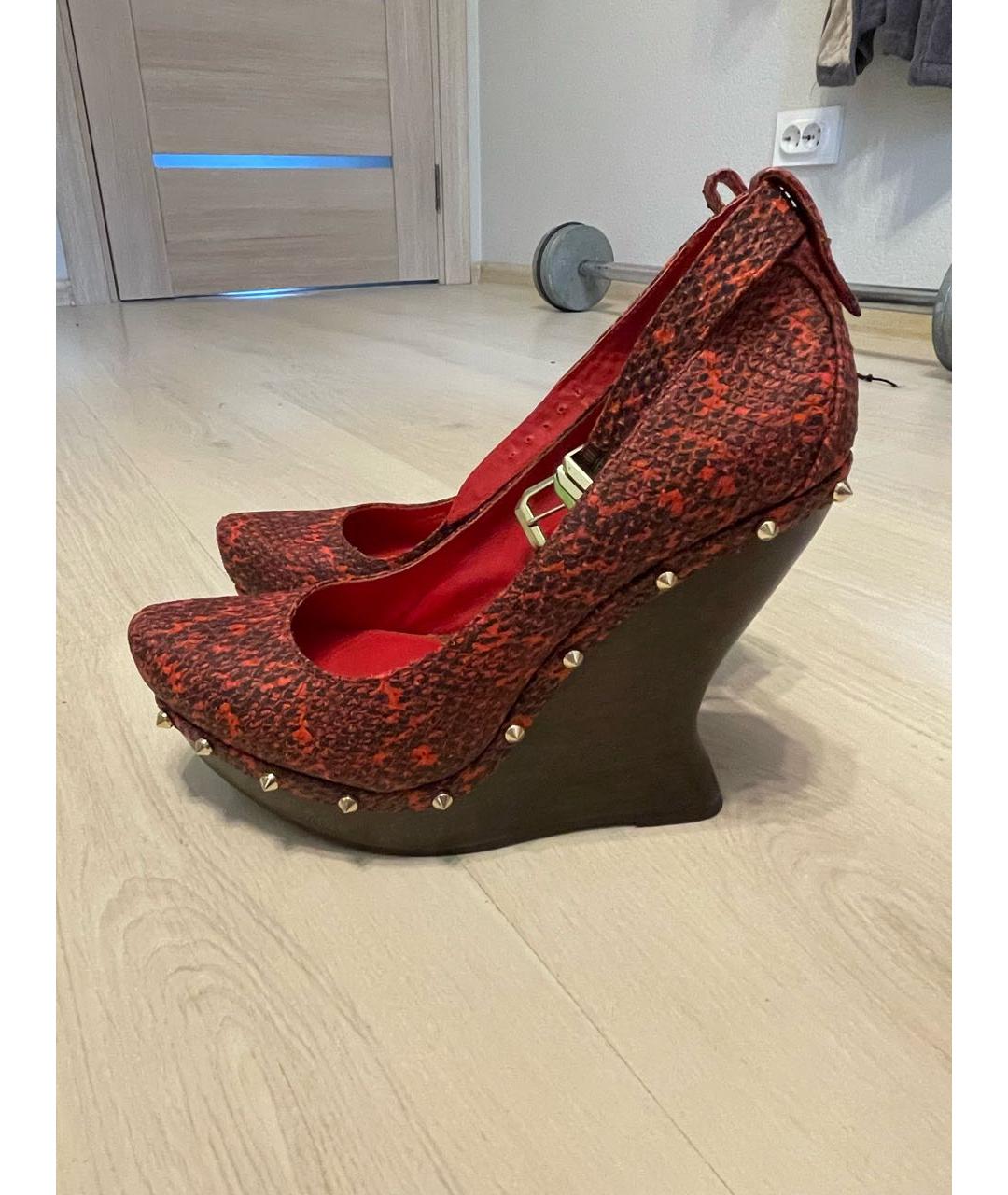 ALEXANDER MCQUEEN Бордовые кожаные туфли, фото 7