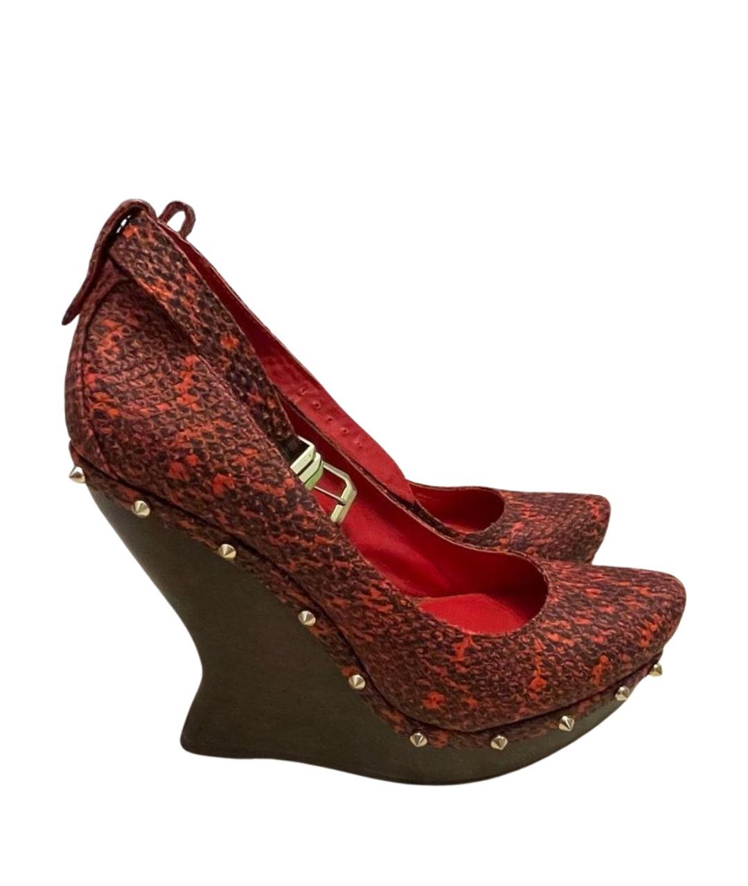 ALEXANDER MCQUEEN Бордовые кожаные туфли, фото 1