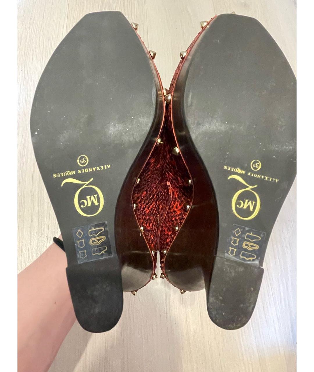 ALEXANDER MCQUEEN Бордовые кожаные туфли, фото 5