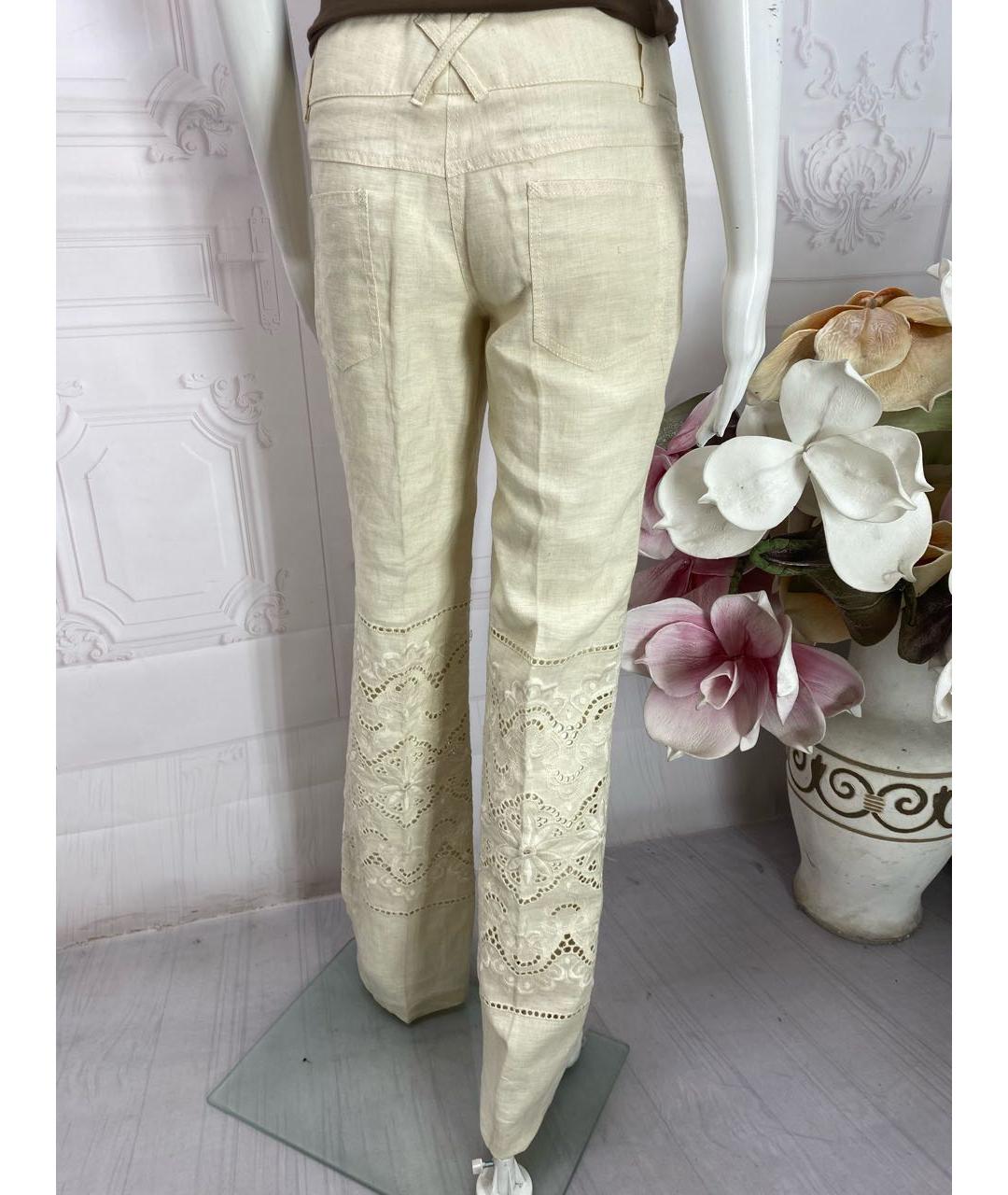 DOLCE&GABBANA Бежевые льняные прямые брюки, фото 2