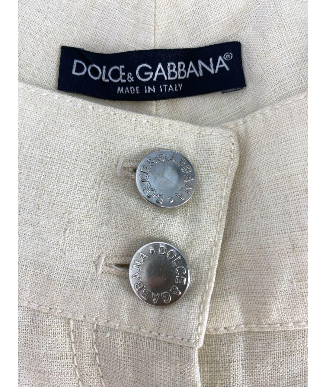 DOLCE&GABBANA Бежевые льняные прямые брюки, фото 7