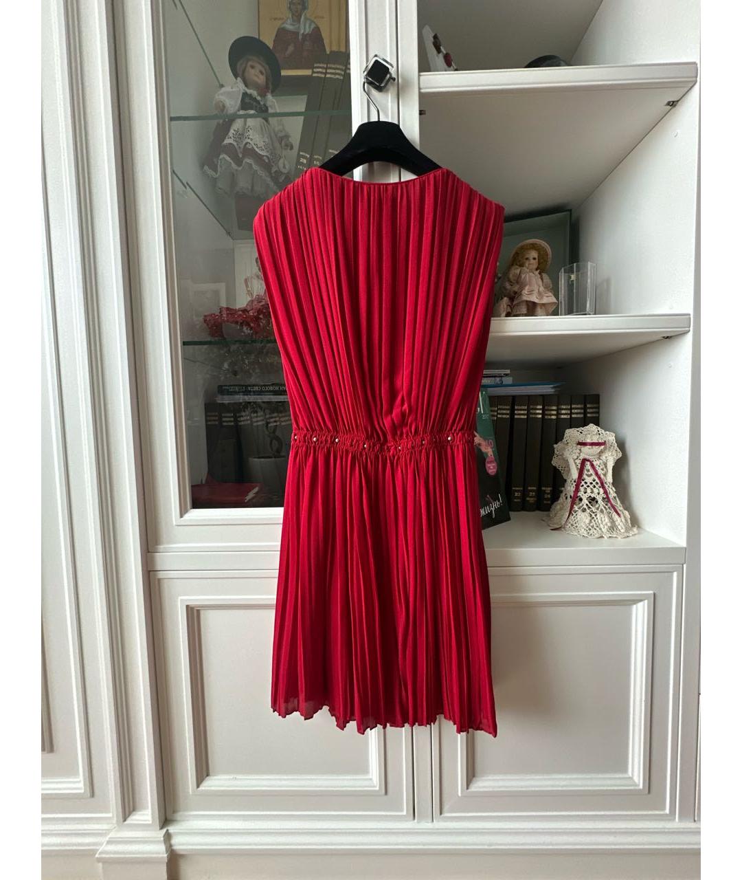 SAINT LAURENT Красное шелковое коктейльное платье, фото 2