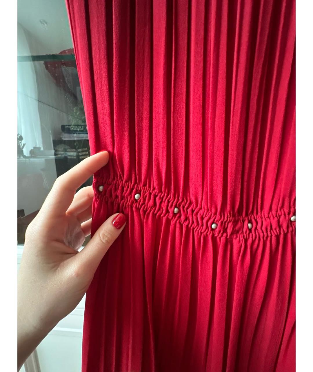 SAINT LAURENT Красное шелковое коктейльное платье, фото 4