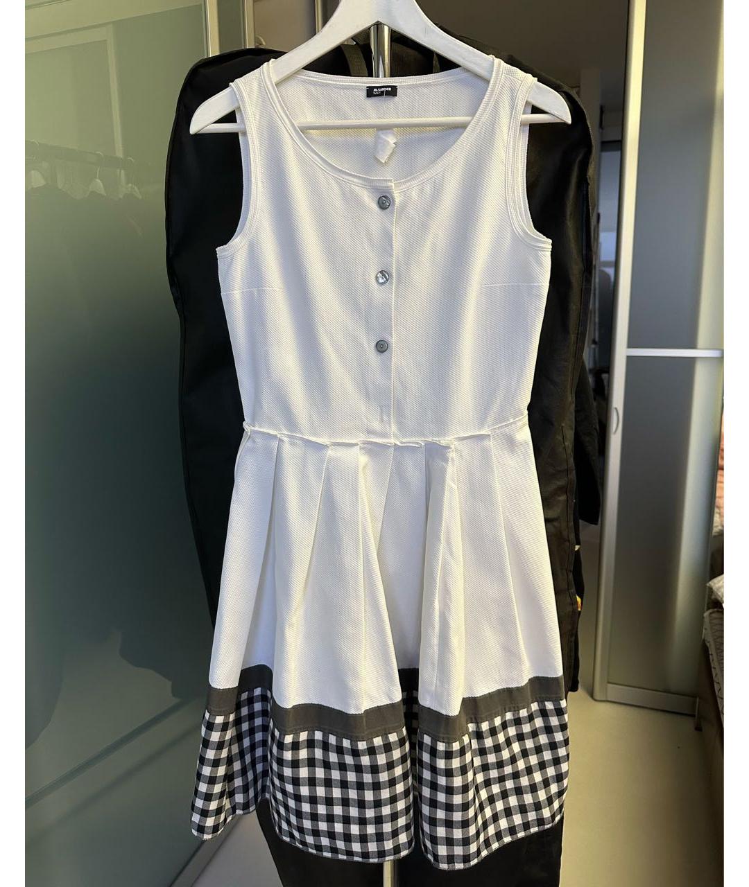 JIL SANDER Белое хлопковое повседневное платье, фото 8