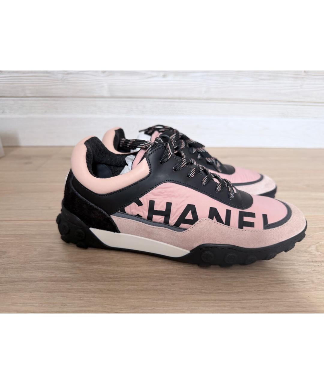 CHANEL Розовые текстильные кроссовки, фото 8
