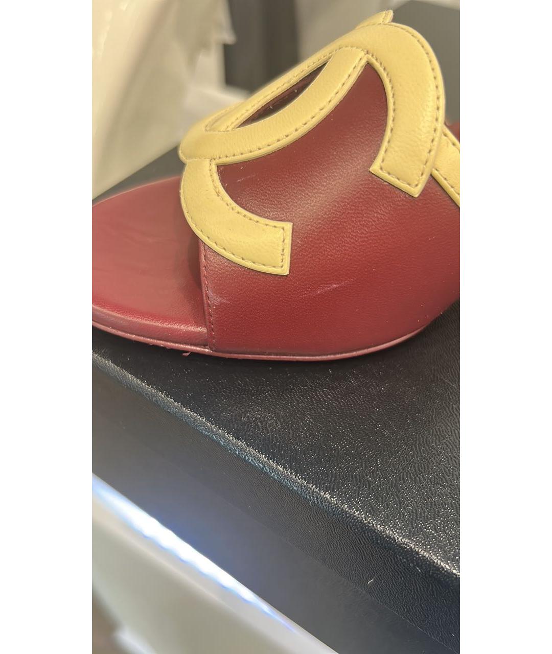 CHANEL Бордовые кожаные мюли, фото 8