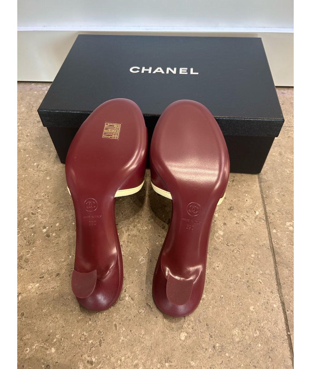 CHANEL Бордовые кожаные мюли, фото 6