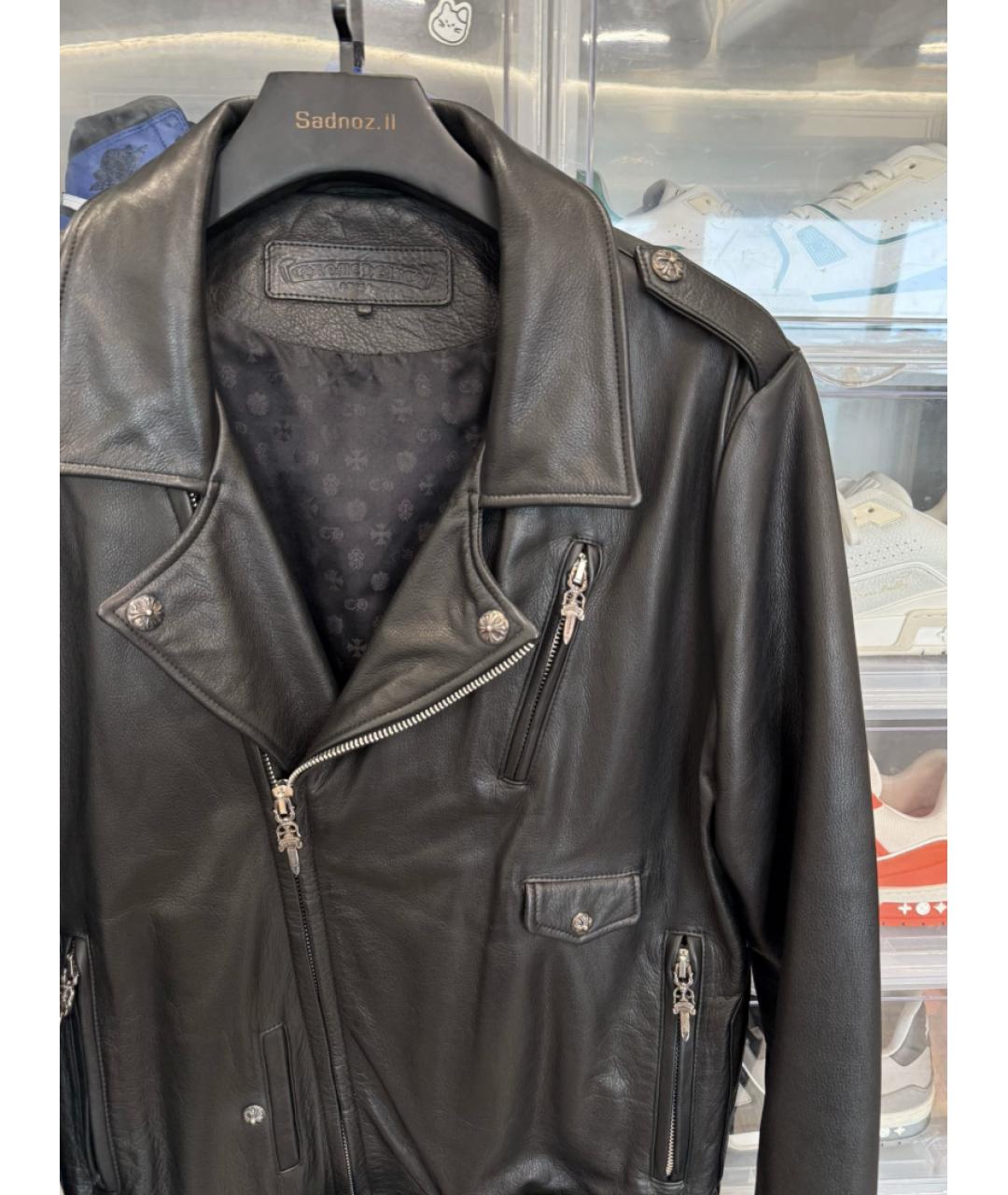 CHROME HEARTS Черная кожаная куртка, фото 5