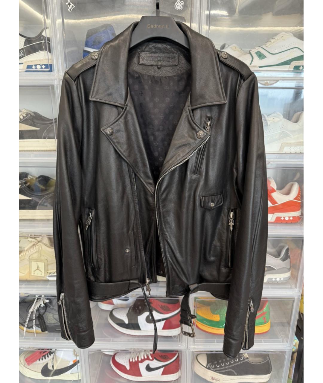 CHROME HEARTS Черная кожаная куртка, фото 6