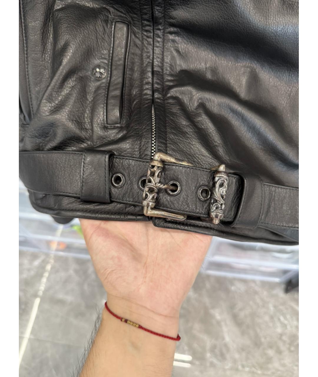 CHROME HEARTS Черная кожаная куртка, фото 4