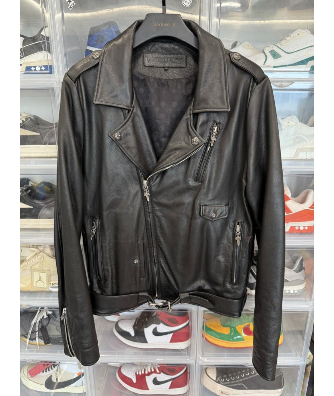 CHROME HEARTS Черная кожаная куртка, фото 7