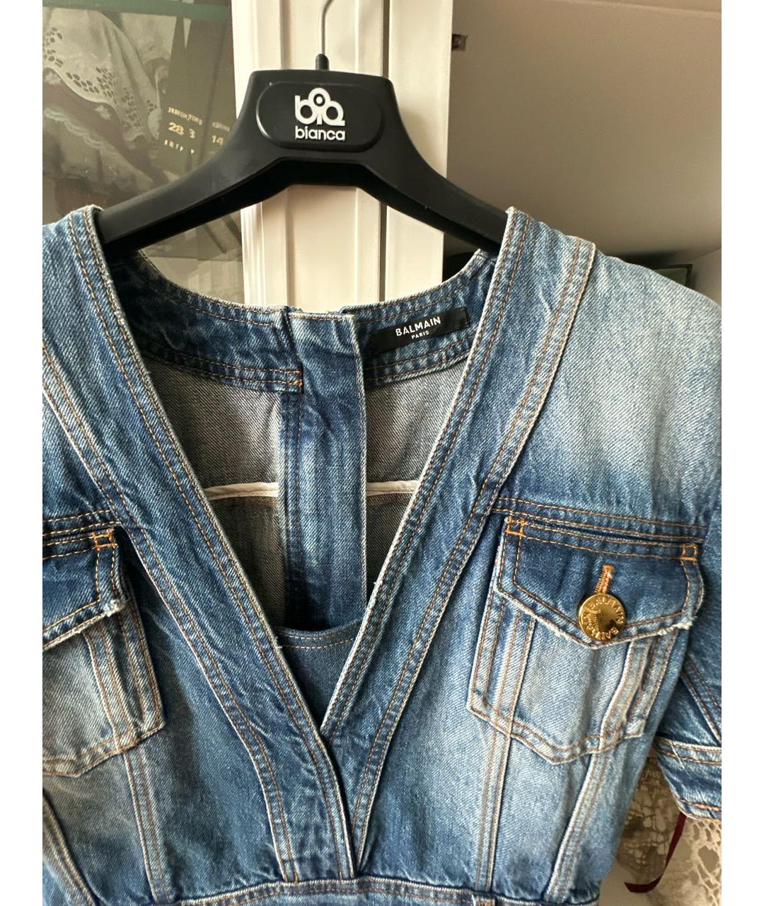 BALMAIN Синее хлопковое повседневное платье, фото 3