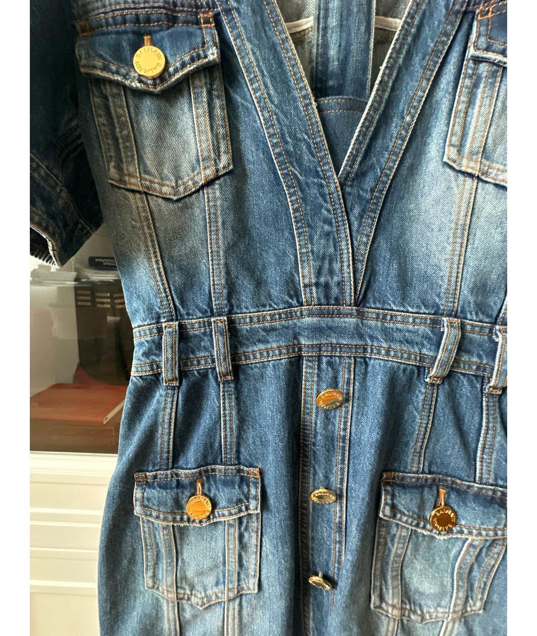 BALMAIN Синее хлопковое повседневное платье, фото 4