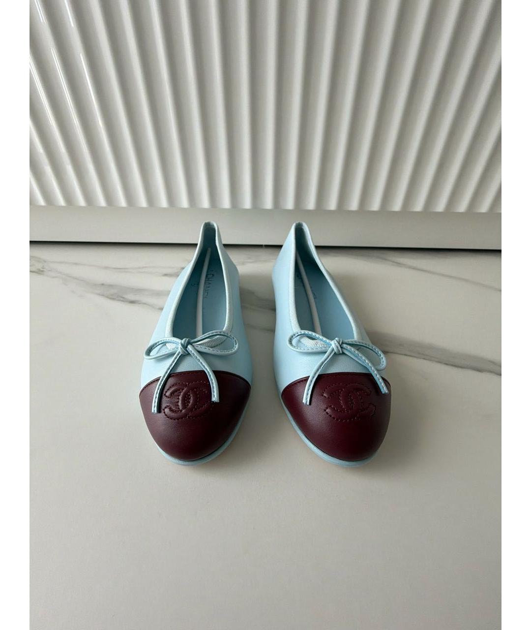 CHANEL Бирюзовые кожаные балетки, фото 2