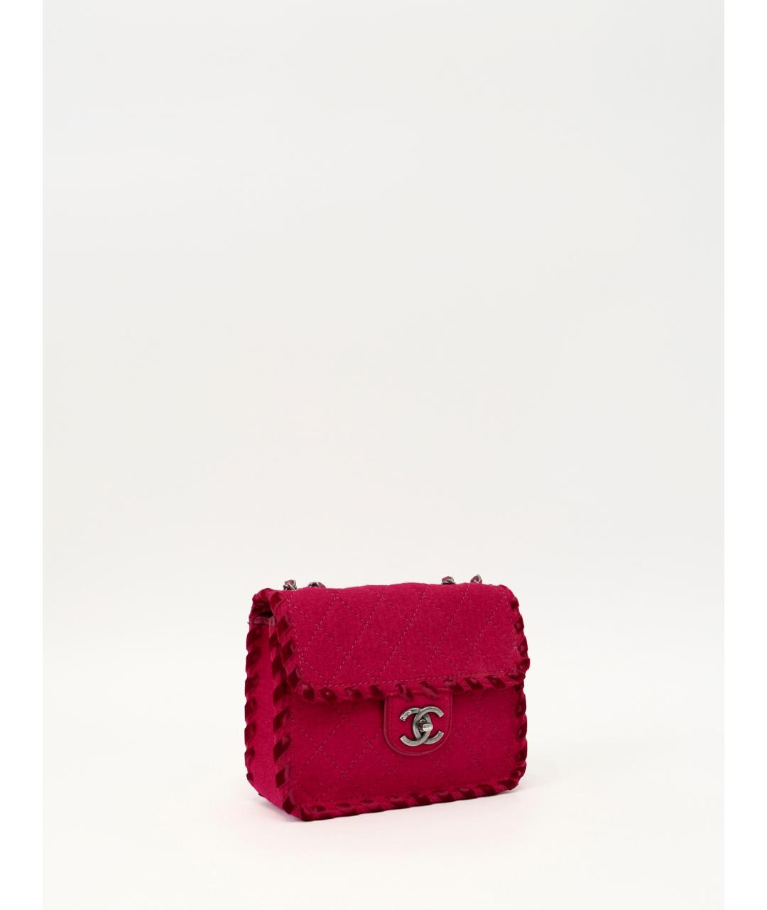 CHANEL Бордовая шерстяная сумка через плечо, фото 3