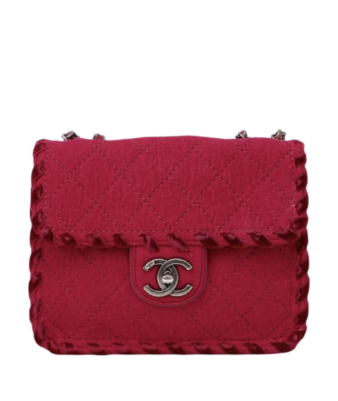 CHANEL Бордовая шерстяная сумка через плечо, фото 1