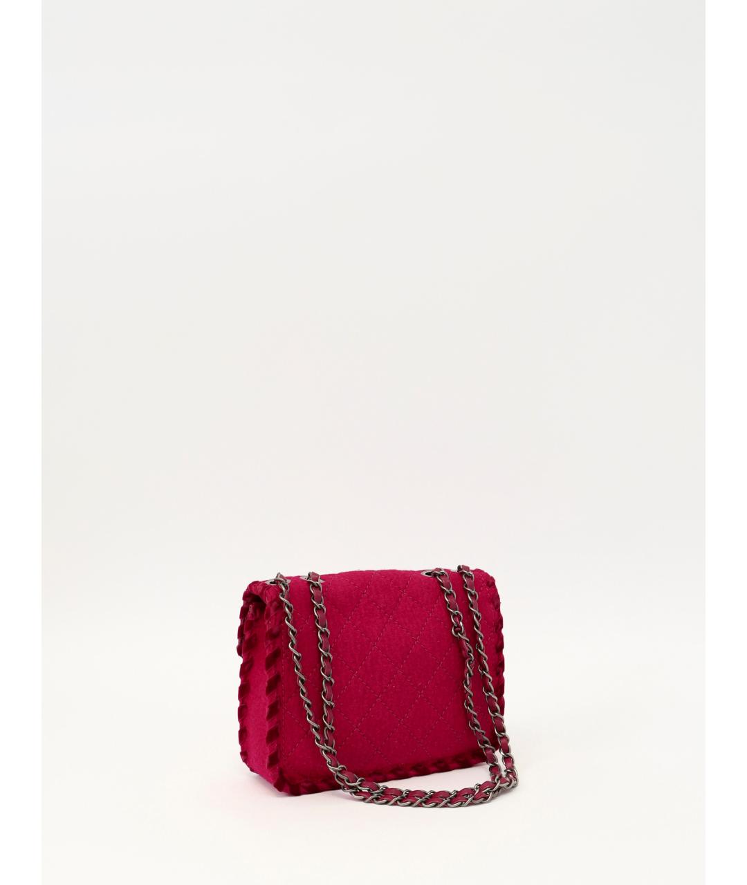 CHANEL Бордовая шерстяная сумка через плечо, фото 4