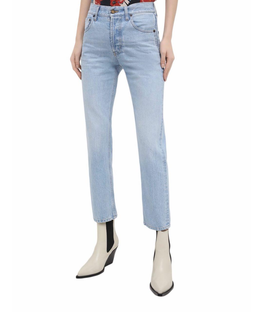 SAINT LAURENT Голубые хлопковые джинсы слим, фото 3