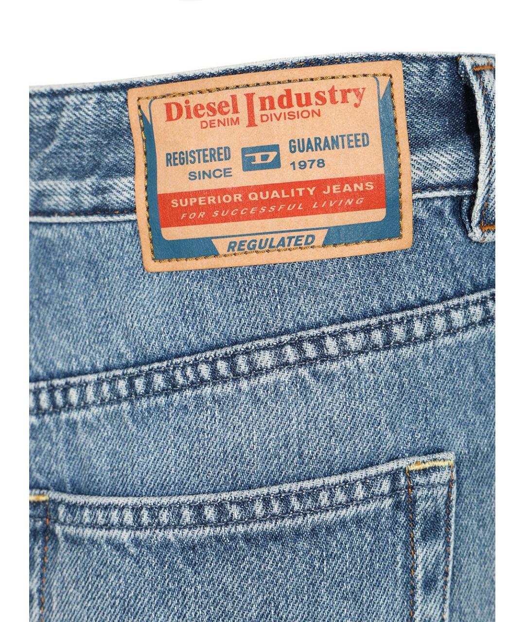 DIESEL Голубые хлопковые прямые джинсы, фото 5