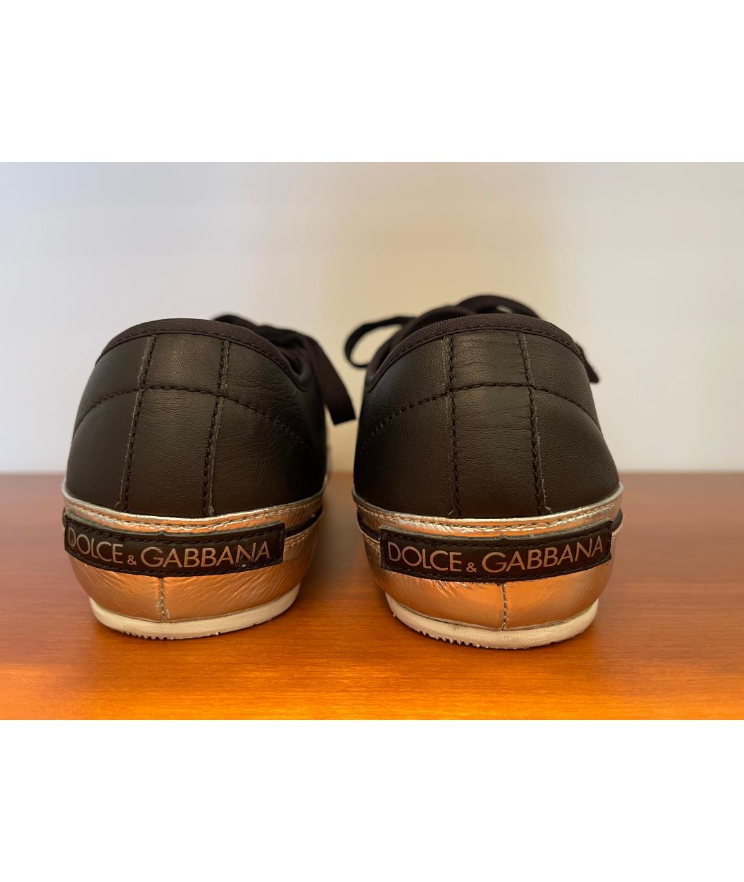 DOLCE&GABBANA Черные кожаные низкие кроссовки / кеды, фото 4