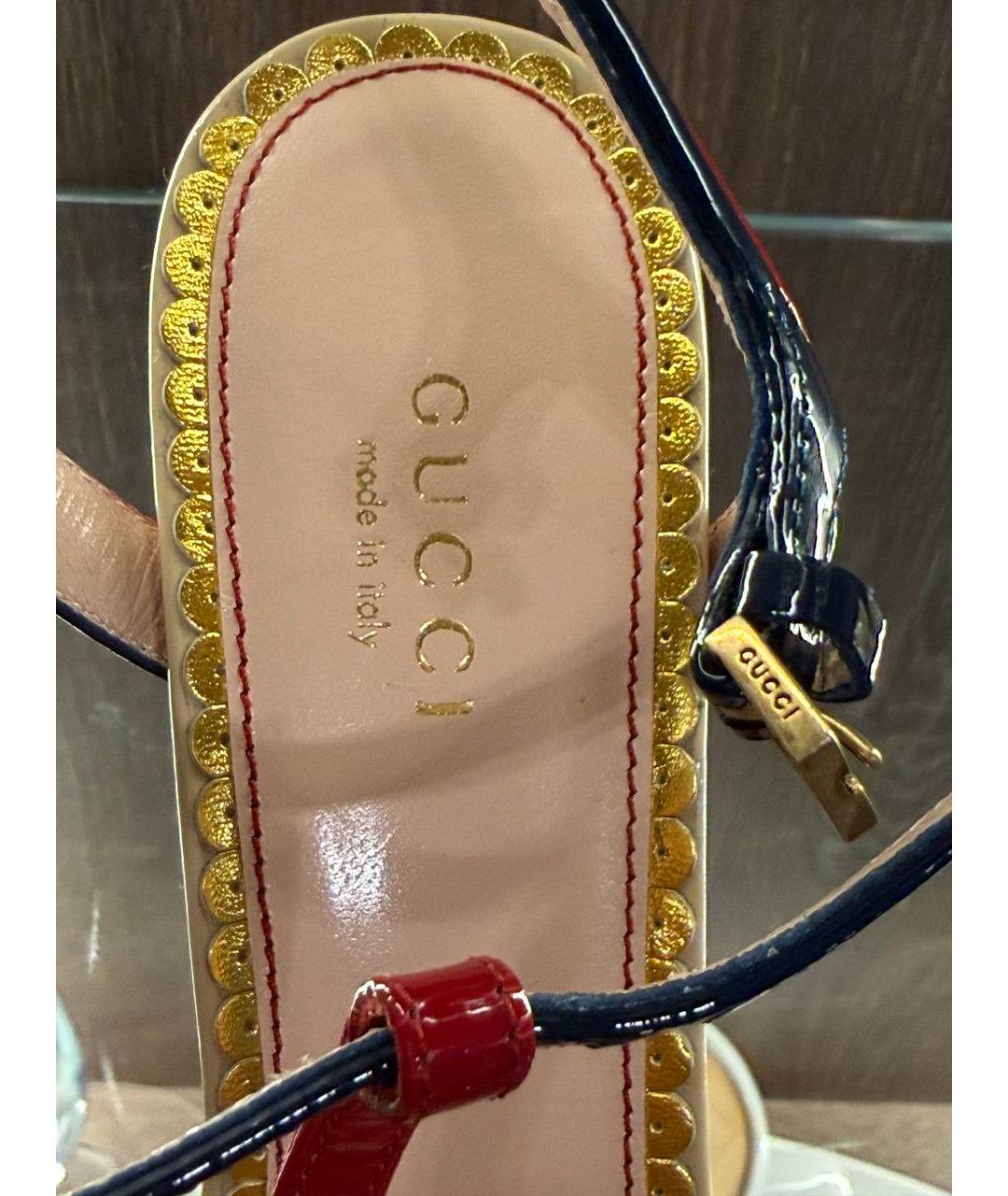 GUCCI Бежевые кожаные босоножки, фото 5