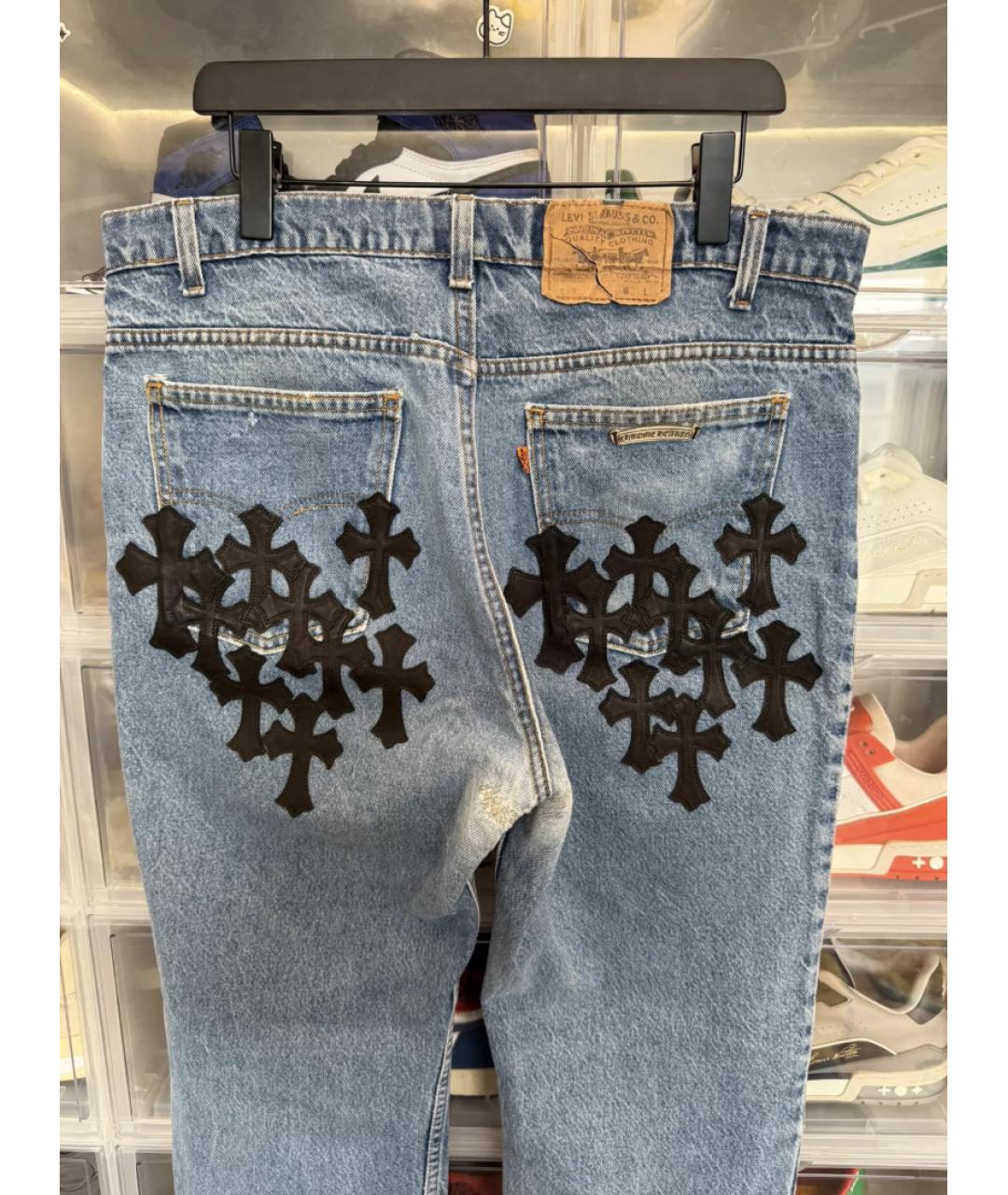 CHROME HEARTS Голубые хлопковые прямые джинсы, фото 3