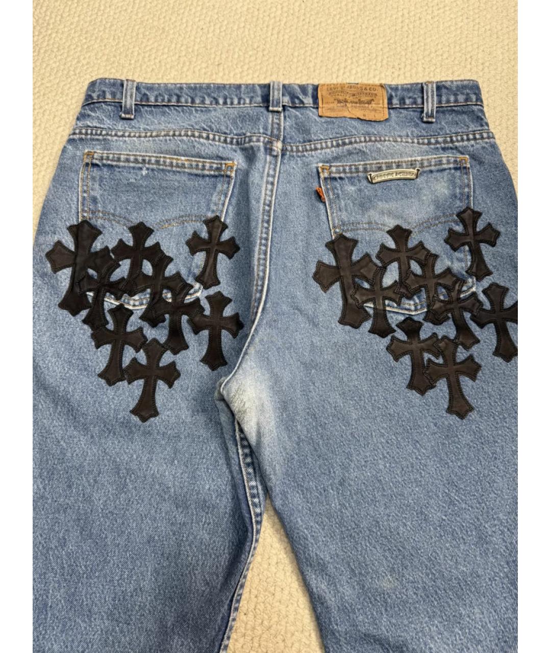 CHROME HEARTS Голубые хлопковые прямые джинсы, фото 6