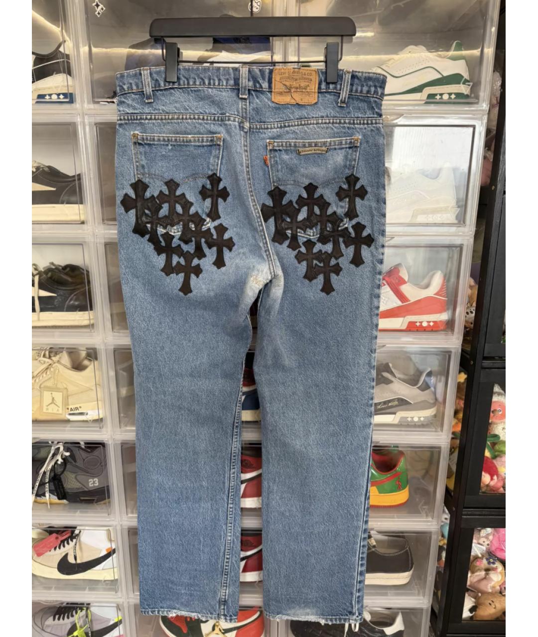 CHROME HEARTS Голубые хлопковые прямые джинсы, фото 4
