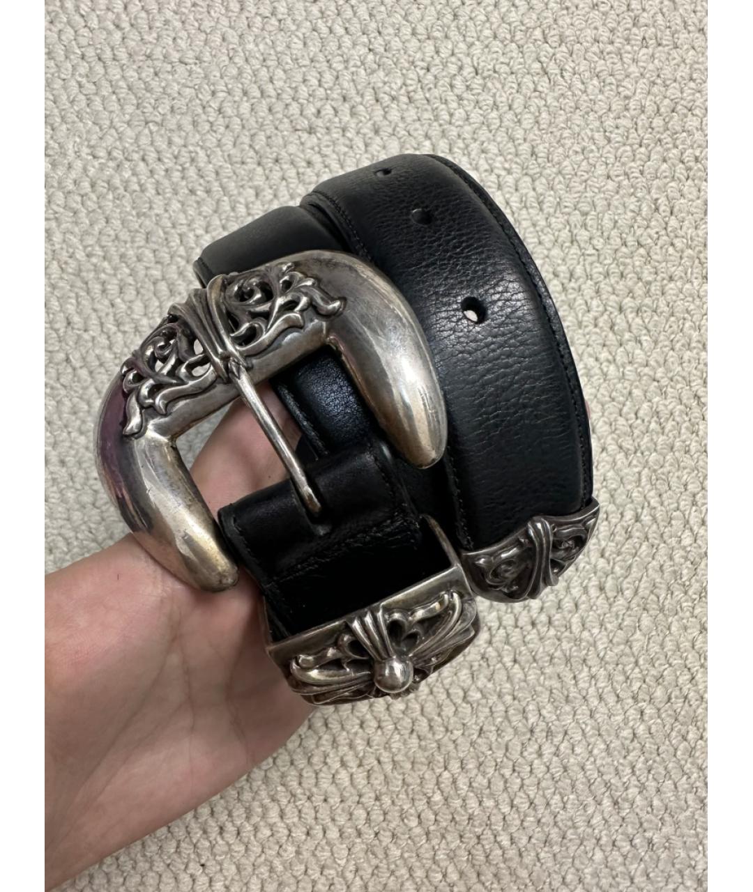 CHROME HEARTS Черный кожаный ремень, фото 3