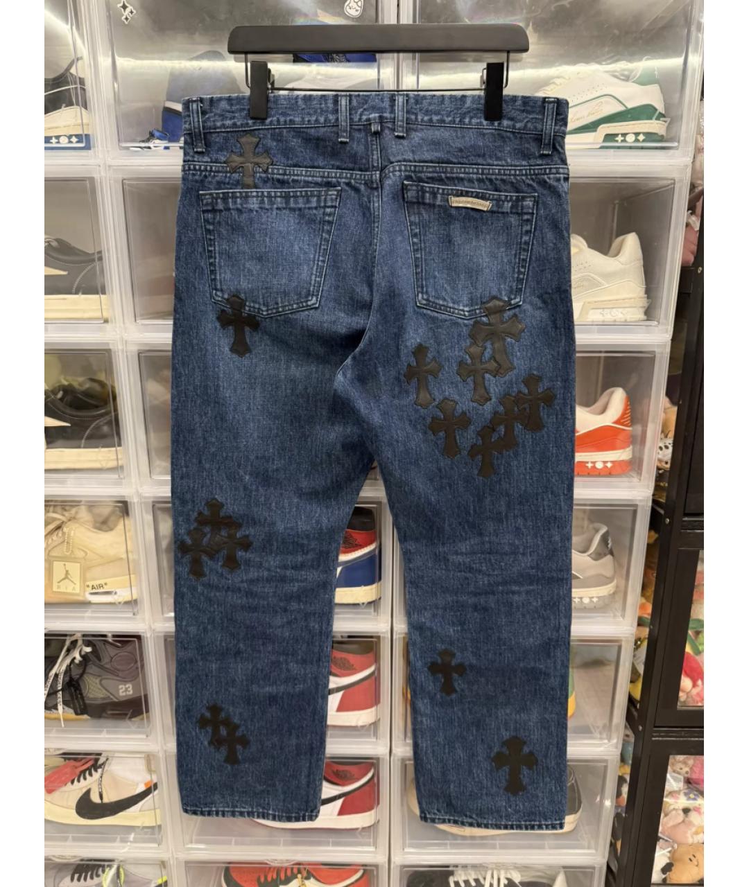 CHROME HEARTS Темно-синие хлопковые прямые джинсы, фото 6
