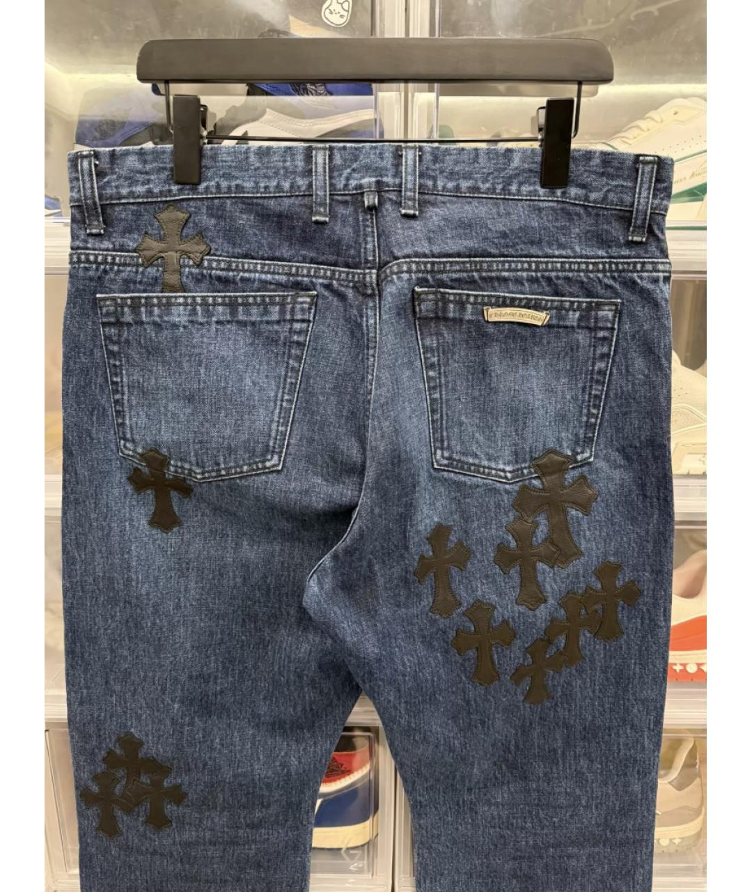 CHROME HEARTS Темно-синие хлопковые прямые джинсы, фото 5